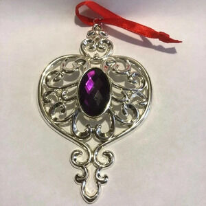 Beautiful Heart and Purple Stone Lenox Christmas ornament